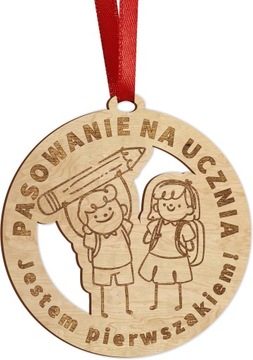 MEDAL DREWNIANY pasowanie na ucznia przedszkolaka