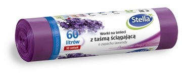 Worki na śmieci z taśmą LAWENDOWE 60L 10sztuk