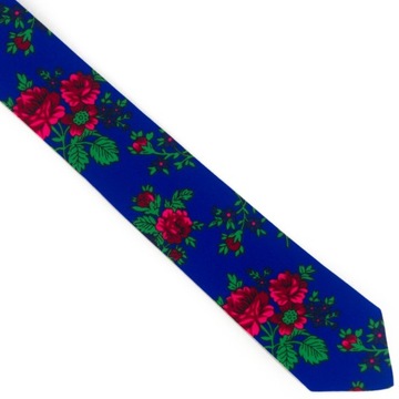 Krawat niebieski FOLK ludowy JAKOŚĆ prezent GÓRAL