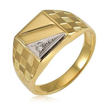 МУЖСКАЯ ЗОЛОТАЯ ПЕЧАТЬ С БРИЛЛИАНТОМ 0,06 карата 585 14К R28