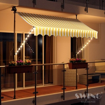Маркиза для террасы и балкона LED 200x150 белый/желтый