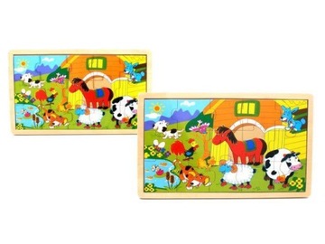 Puzzle drewniane WIEŚ Zwierzęta układanka 5343