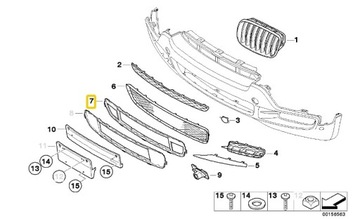 BMW X5 E70 kratka zderzaka przód PDC 7171348 OE