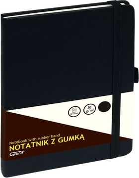 Notatnik z gumką A5 GRAND 80k kratka czarny
