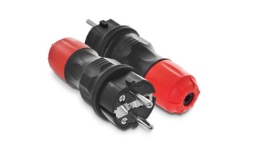 Вилка прямая 16А 2P+Z 250В IP54 черно-красная W-97977
