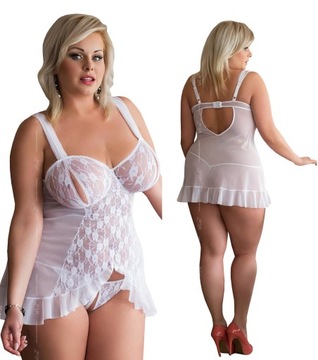 SL BIANCA koszulka+stringi PLUS SIZE *5XL* biel