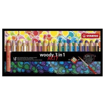 KREDKI STABILO WOODY ARTY 3IN1 (+TEMPERÓWKA) 18KOL