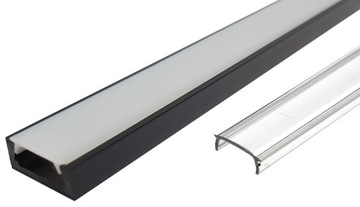 Profil LED CZARNY 2m do taśm LED 8 10 mm + KLOSZ