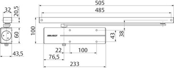 ДВЕРНОЙ ДОВОДЧИК ASSA ABLOY DC135 СЕРЕБРЯНАЯ РЕЙКА