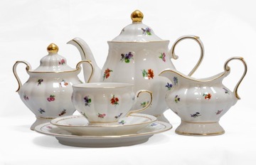 Serwis Kawowy Herbaty Kawy Zestaw 21 Części 6-osobowy Porcelana Okazja