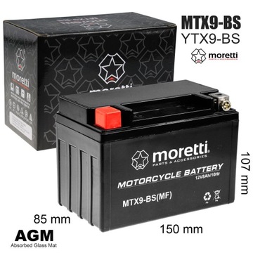 Akumulator Żelowy AGM MTX9-BS YTX9-BS 8Ah 120A Atv Quad Honda Cbr Yamaha Xj