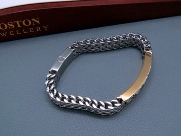 ELEGANCKA SREBRNA BRANSOLETA MĘSKA SPLOT KRÓLEWSKI