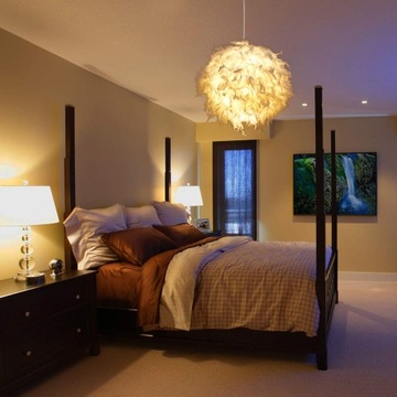 Абажур Glamour Feathers, абажур из белых перьев, 43 см