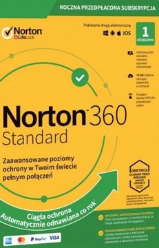 Norton 360 Standard 1 шт. 1 год +10 ГБ + Безопасный VPN