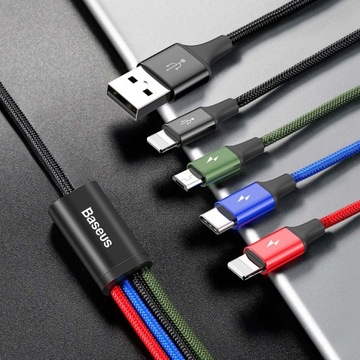 USB-кабель Baseus Fast 4in1 USB-C / 2x Lightning / Micro 3,5A, 1,2 м (черный)