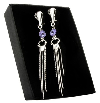 ARSYLION długie klipsy z element Swarovski violet