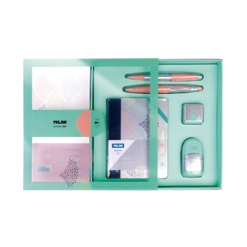 MILAN Komplet przyborów 5 elementów notes Silver