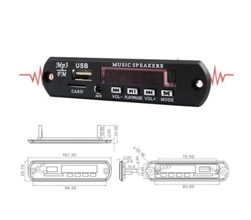 МОДУЛЬ BLUETOOTH-ПЛЕЕРА MP3 AUX РАДИО ПУЛЬТ ДУ USB