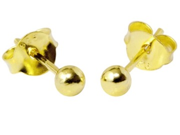 VERSIL kolczyki kulki 3 mm złocone SREBRO 0,925