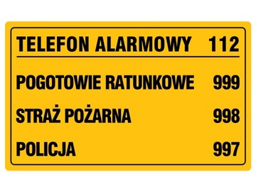 Tablica TELEFON ALARMOWY 112 20x33