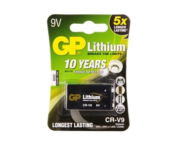 Bateria litowa GP 9V CR-V9 LiMnO2 800mAh licznik