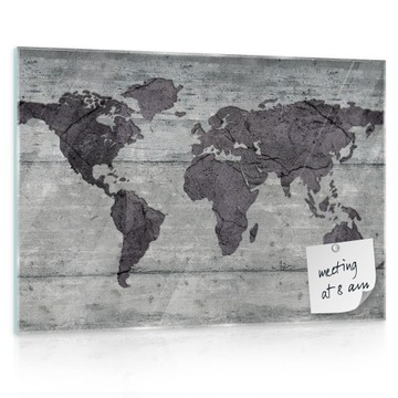 TABLICA MAGNETYCZNA NA ŚCIANĘ SUCHOŚCIERALNA SZKLANA DLA DZIECI MAPA 60x40