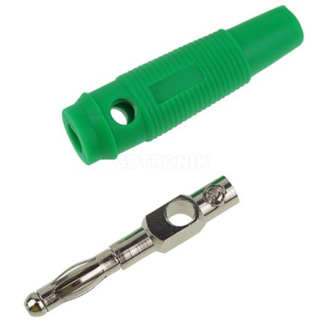 Зеленый штекер типа «банан» диаметром 4 мм с дополнительным отверстием Amass.