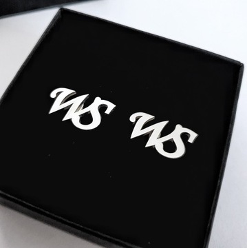 Запонки с инициалами - серебро 925 пробы