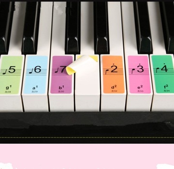 Naklejki nuty na klawisze keyboard pianino kolor
