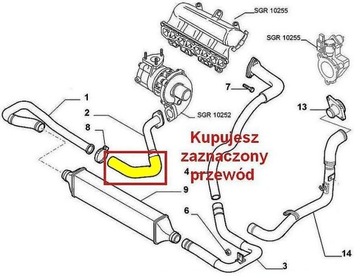 FIAT PUNTO EVO 1,3 JTD TRUBKA WAZ TURBO INTERCOOLER