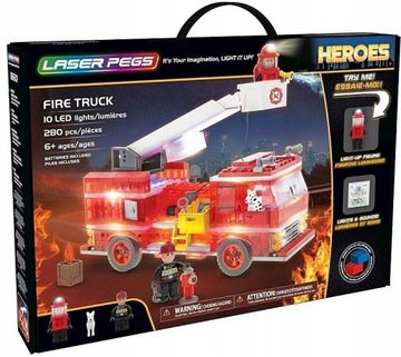 STRAŻ POŻARNA Laser Pegs świecące klocki LED 280el