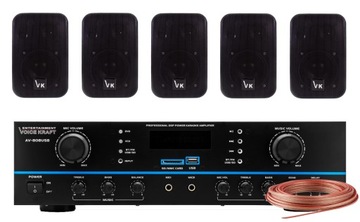 NAGŁOŚNIENIE SKLEPU LOKALU SALONU RESTAURACJI 5 KOLUMN WZMACNIACZ BLUETOOTH