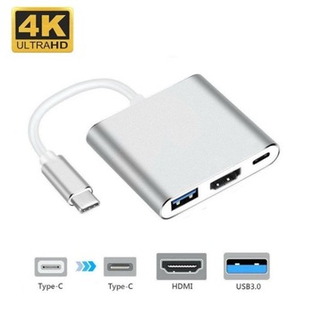 Kabel 3w1 ADAPTER USB-C + USB 3.1 + HDMI 4K