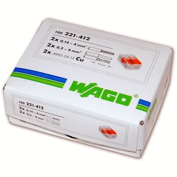 SZYBKOZŁĄCZKA złączka 2x4mm WAGO 221-412 mini 100szt