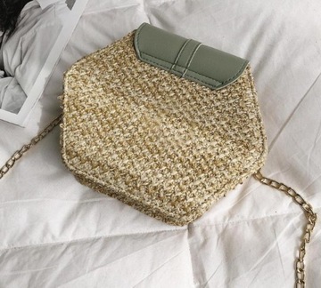 МИНИ-СОЛОМЕННАЯ СУМКА, ПЛЕТЕНАЯ КОРЗИНА, ЦЕПЬ