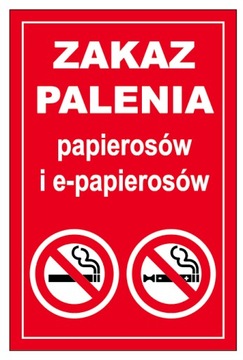 ZAKAZ PALENIA TABLICZKA 40x27 PCV 3mm