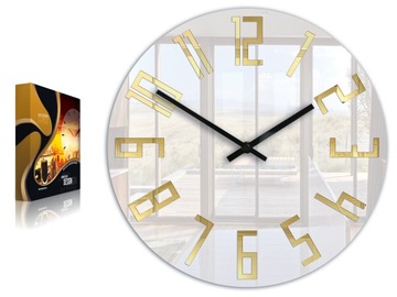 Стильные тонкие часы GOLD 32 см с бесшумным глянцевым зеркалом