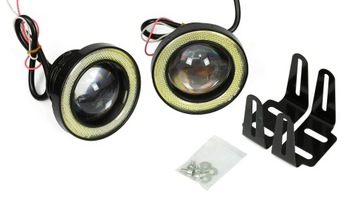 2w1 Światła LED COB lampy DRL DZIENNE HALOGEN 76mm