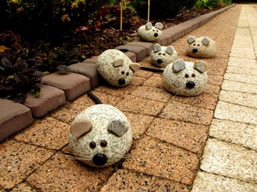 гранитное украшение в виде мыши для сада в подарок gartdeco1