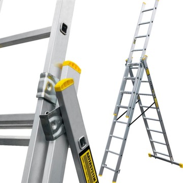 DRABINA ALUMINIOWA 3x8 POLSKA 150KG EN131 TUV PRO