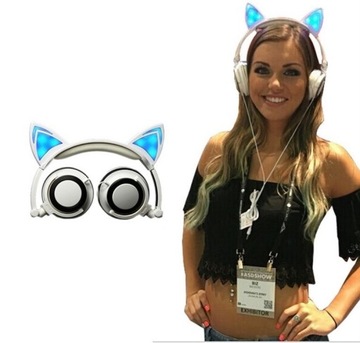 СКЛАДНЫЕ НАУШНИКИ CAT EAR, СВЕТОДИОДНАЯ ПОДСВЕТКА