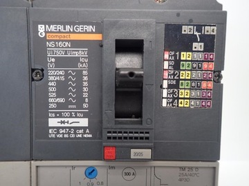Wyłącznik silnikowy 160A Merlin Gerin NS160N, 25A