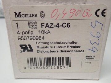 Автоматический выключатель Moeller FAZ-4-C6