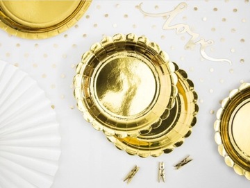ЗОЛОТЫЕ БУМАЖНЫЕ ТАРЕЛКИ 18 СМ, 6 ШТ. PARTY HIT