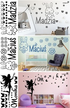 наклейки стикер стены с именем для детей