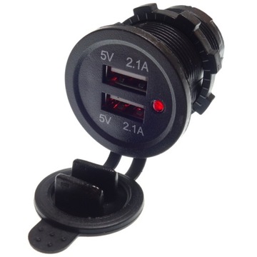 ŁADOWARKA SAMOCHODOWA DO AUTA DO ZABUDOWY USB 12V-24V 4.2A LED czerwona