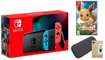 NINTENDO SWITCH 2019 NEON + ETUI + POKEMON LETS GO