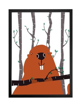PLAKAT A3 ZWIERZĘTA PREZENT DLA DZIECKA W RAMCE
