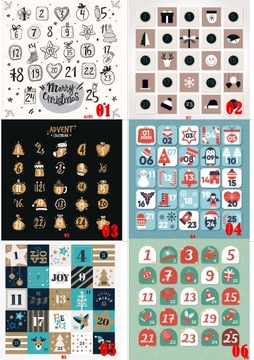 РОЖДЕСТВЕНСКИЕ НАКЛЕЙКИ АДВЕНТ-КАЛЕНДАРЬ 10х10 узор