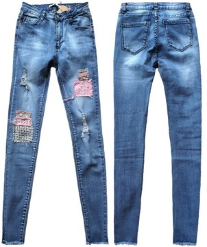 JS222 JEANS elastyczne jeansy SPODNIE RURKI XL/42